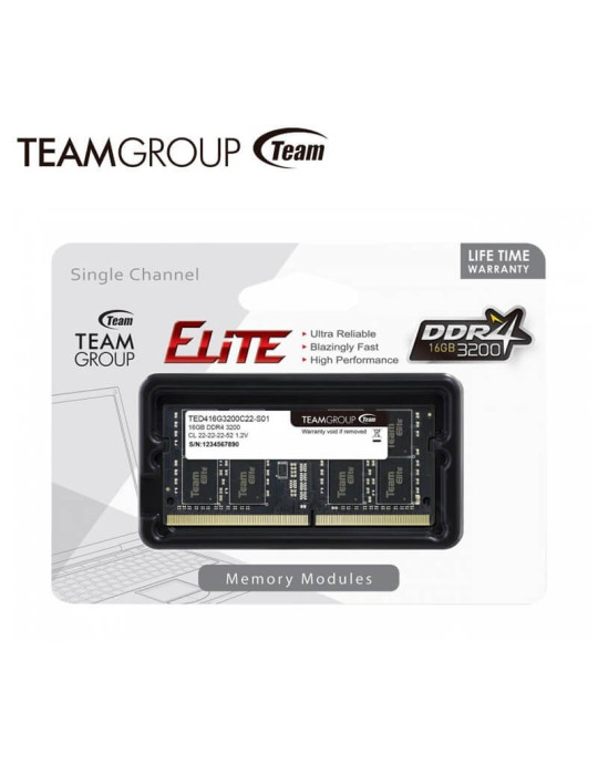 Memoria SODIMM DDR4 Teamgroup Elite 16GB 3200MHZ 1X16GB ( TED416G3200C22-S01 )