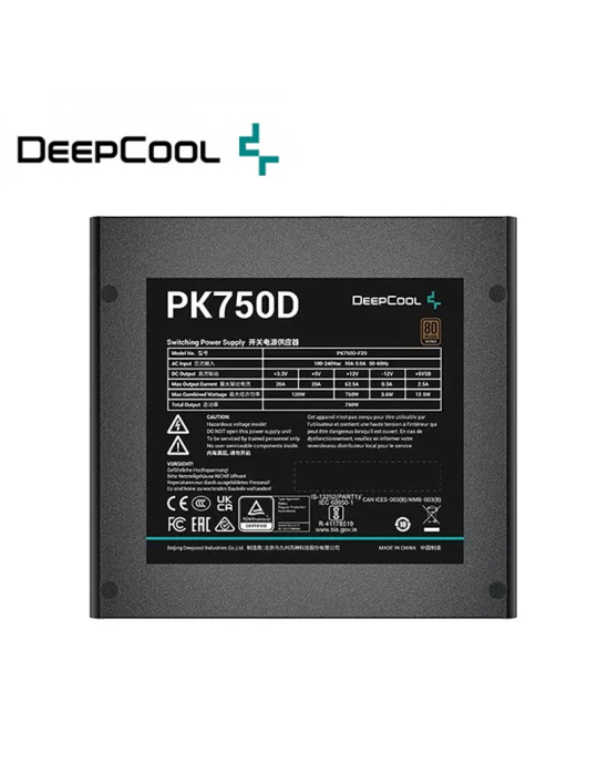 Fuente 750W Deepcool PK750D ( R-PK750D-FA0B-US ) 80 Plus Bronze
