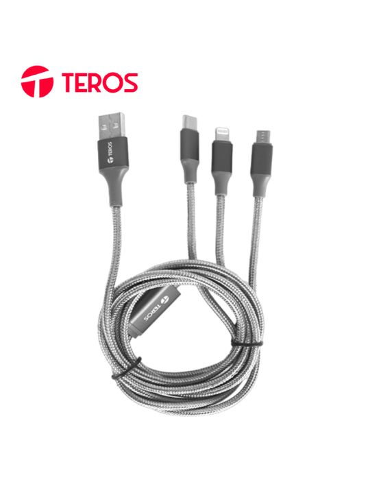 CABLE USB TEROS TE-70210W TIPO A - TIPO C/LIGHTNING/MICRO USB