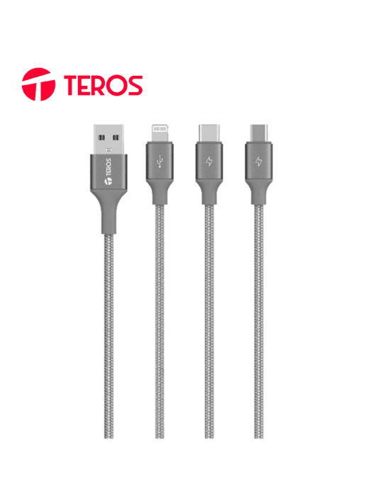 CABLE USB TEROS TE-70210W TIPO A - TIPO C/LIGHTNING/MICRO USB
