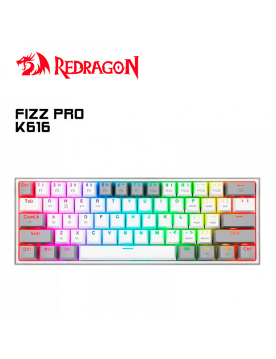 TECLADO GAMING WIRELESS REDRAGON FIZZ PRO ( K616-RGB-GW ) GRAY WHITE