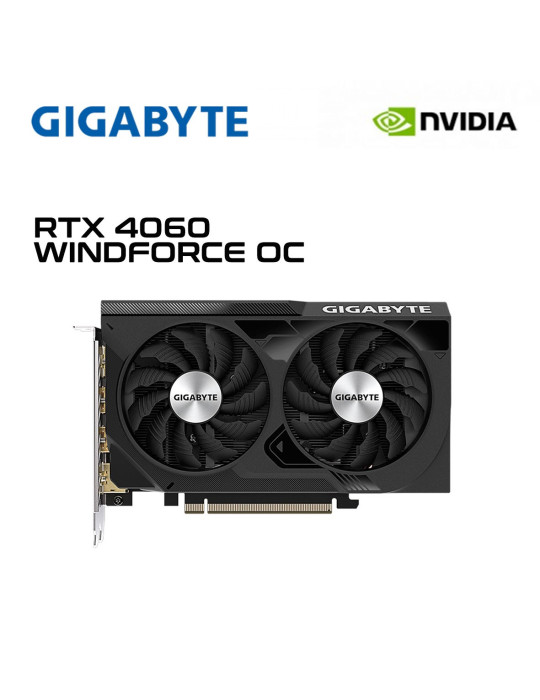 Tarjeta De Video Nvidia Gigabyte Rtx 4060 Windforce Oc 8gb Gddr6 128 Bits (GV-N4060WF2OC-8GD)