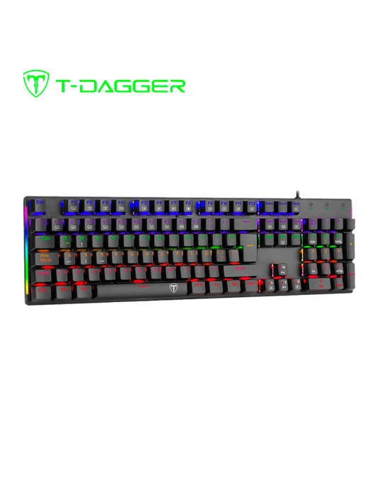 TECLADO GAMING T-DAGGER NAXOS RAINBOW (T-TGK310BG SP) BLACK/GREY RGB SWITCH RED
