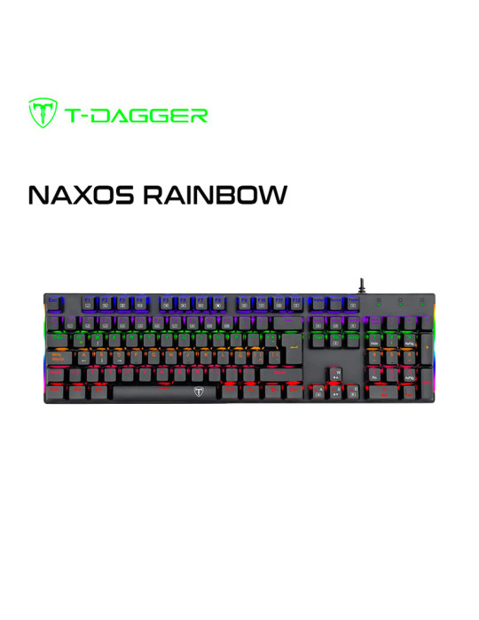 TECLADO GAMING T-DAGGER NAXOS RAINBOW (T-TGK310BG SP) BLACK/GREY RGB SWITCH RED