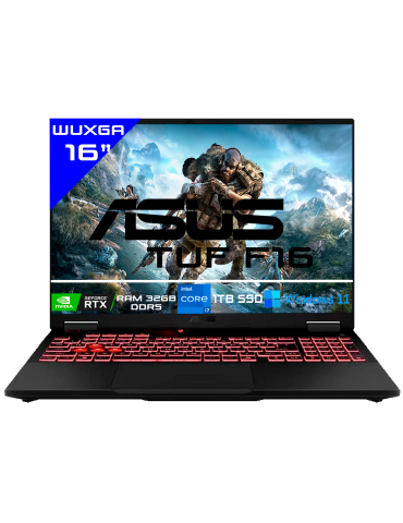 LAPTOP ASUS TUF GAMING F16 FX608JMR-F16.I75060 INTEL CORE I7 14650HX 32GB 1TB SSD RTX 5060 8GB 16" W11H (90NR0NB1-M003N0)