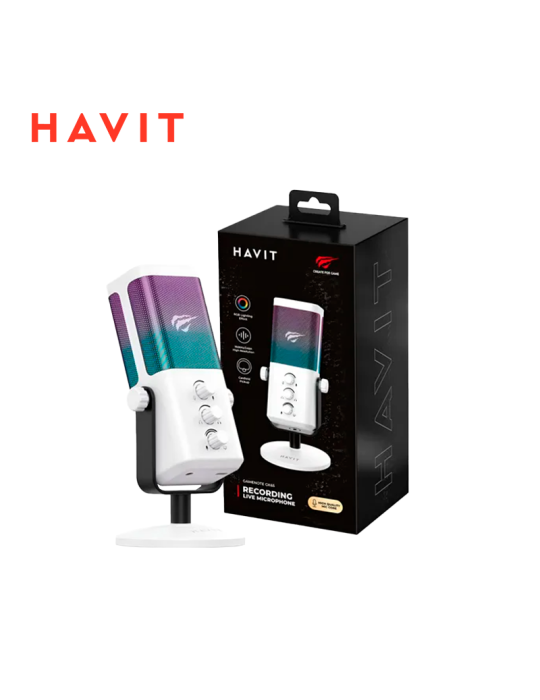 Microfono Havit Gamenote GK65 White RGB (HVGC-GK65-WH)