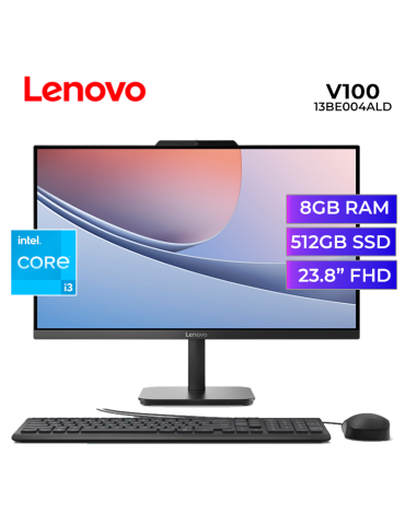 ALL IN ONE LENOVO V100 CORE I3-N305 8GB 512GB SSD 23.8" FREEDOS (13BE004ALD)
