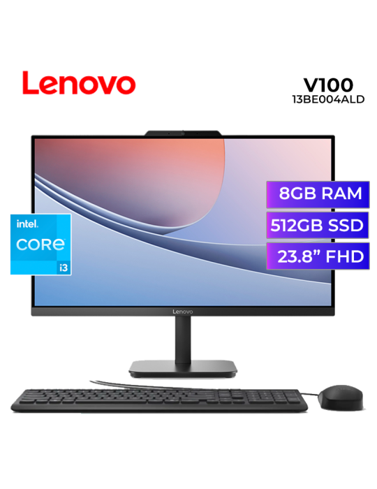 ALL IN ONE LENOVO V100 CORE I3-N305 8GB 512GB SSD 23.8" FREEDOS (13BE004ALD)