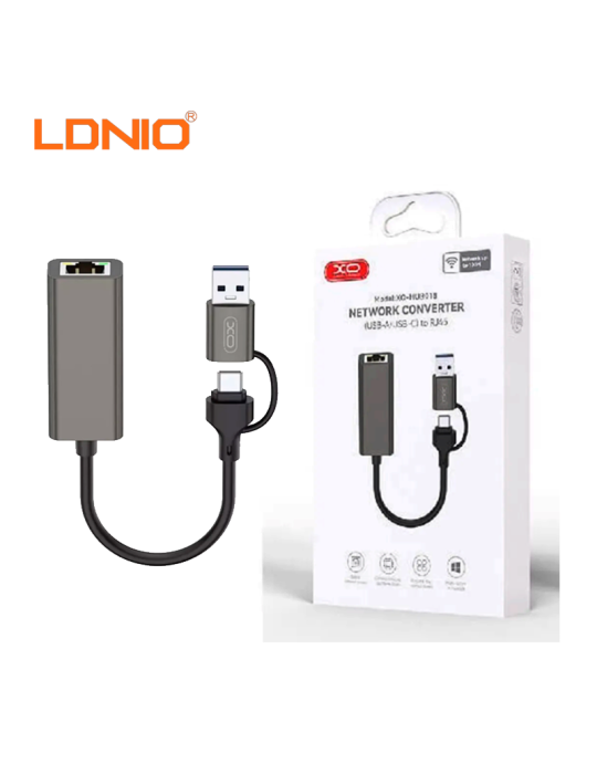 Adaptador De Red Ldnio RJ45 A USB 3.0 A/C XO HUB018