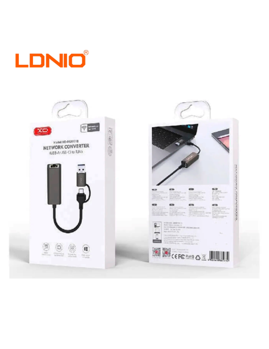 Adaptador De Red Ldnio RJ45 A USB 3.0 A/C XO HUB018