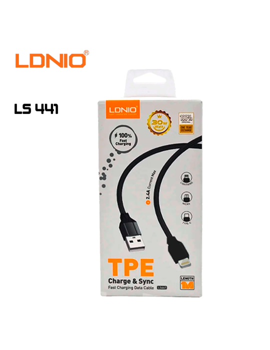 CABLE CARGA RAPIDA LDNIO USB A LIGHTNING LS 441 IOS (LS441IOS)
