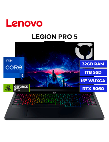 LAPTOP GAMER LENOVO LEGION PRO 5 16IRX10 CORE I9 14900HX 32GB 1TB RTX 5060 8GB 16" WIN11 (83NN0058LM)