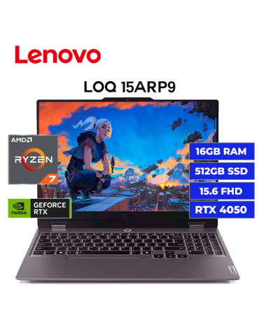 LAPTOP GAMER LENOVO LOQ 15ARP9 AMD RYZEN 7 7435HS 16GB 512GB SSD RTX 4050 8GB 15.6" FHD W11 (83JC00M8LM)