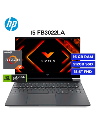 LAPTOP GAMER HP VICTUS 15-FB3022LA AMD RYZEN 7 7445HS 16GB 512GB SSD RTX 4050 6GB 15.6" FREE DOS (BT4F2LA)
