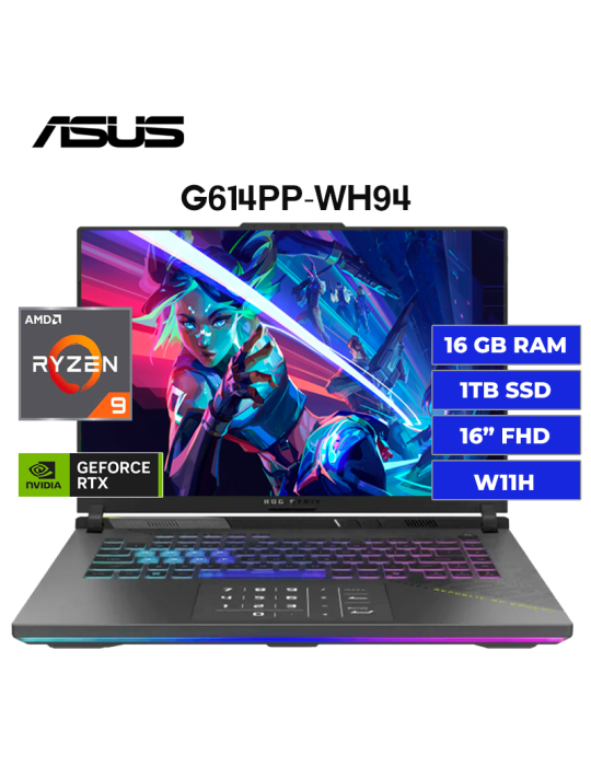 LAPTOP ASUS ROG STRIX G16 G614PP-WH94 RYZEN 9-8940HX 16GB 1TB SSD RTX 5070 8GB 16" W11 (90NR0L67-M004S0)