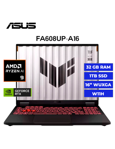 LAPTOP ASUS TUF A16 FA608UP-A16.R95070 AMD RYZEN 9 270 32GB DDR5 1TB SSD RTX 5070 8GB 16" W11H (90NR0KT1-M00400)