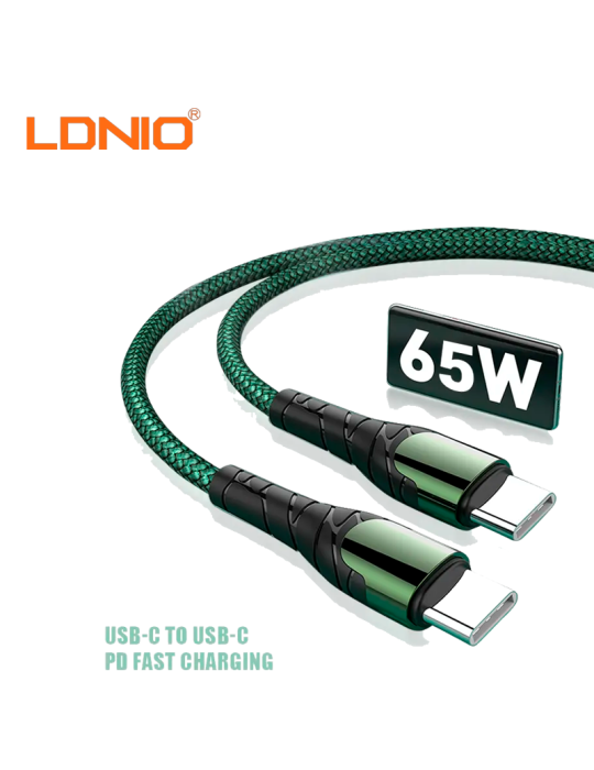 Cable Carga Rapida Ldnio USB C A USB C 65W 2M Grey (LC102)