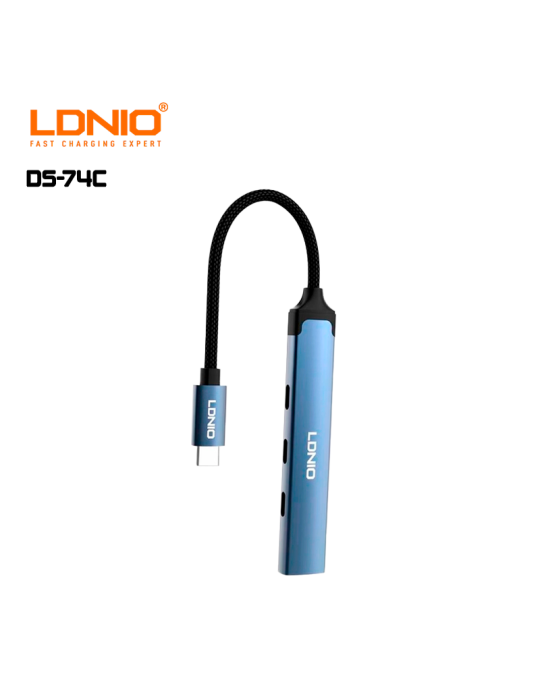 ADAPTADOR LDNIO HUB 4 EN 1 USB-C A USB-A (DS-74C)