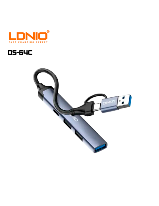 ADAPTADOR LDNIO HUB USB-DUAL A USB-A 4 EN 1 (DS-64C)