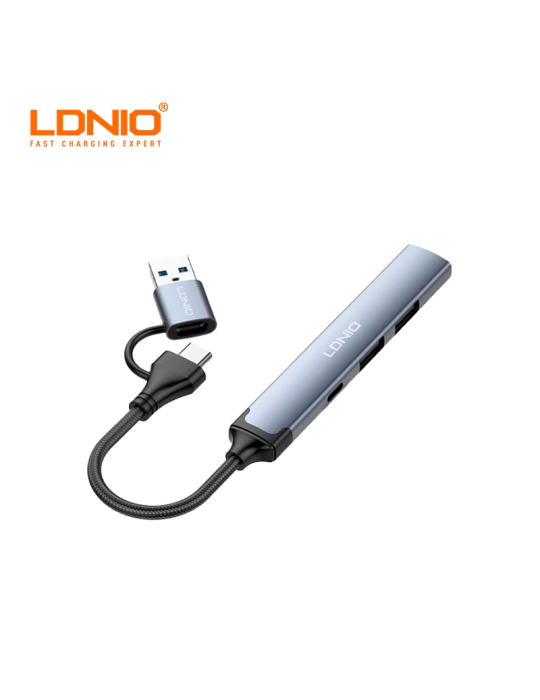 Adaptador Ldnio HUB USB-Dual A USB A 4 En 1 DS-64C