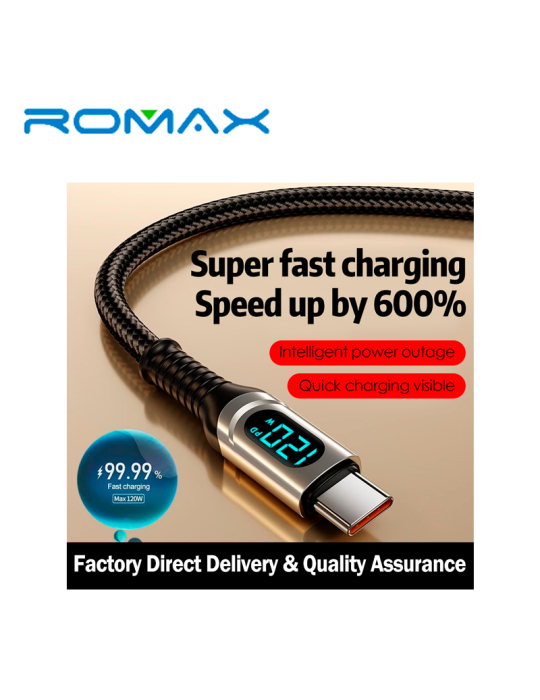 Cable Romax USB-C A USB-C Max 1mt Carga Rapida TCD0680