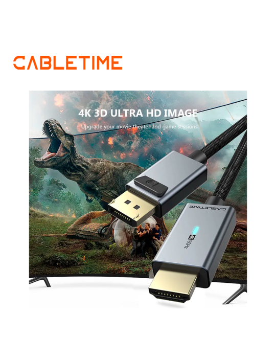 Cable Cabletime DP A HDMI 1.8 MTS 4K 60HZ CD30K