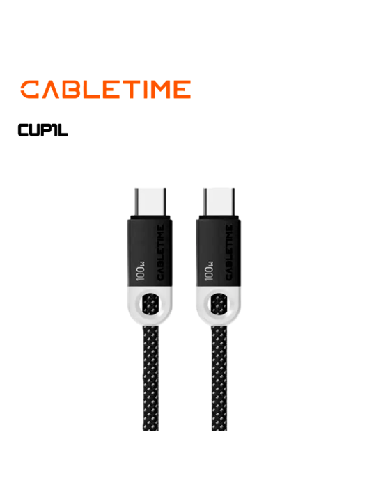 Cable Cabletime CUP1L Trenzado 2MT Black (CT-CM100-PBW2)