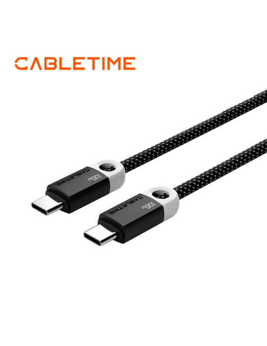 Cable Cabletime CUP1L Trenzado 2MT Black (CT-CM100-PBW2)