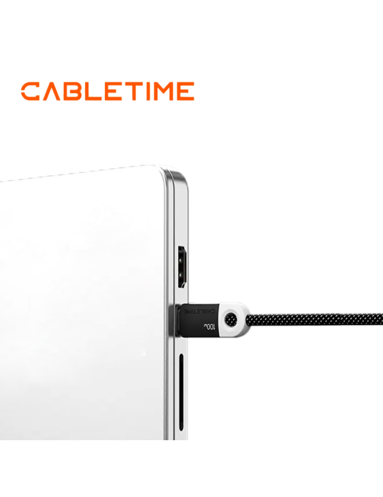 Cable Cabletime CUP1L Trenzado 2MT Black (CT-CM100-PBW2)