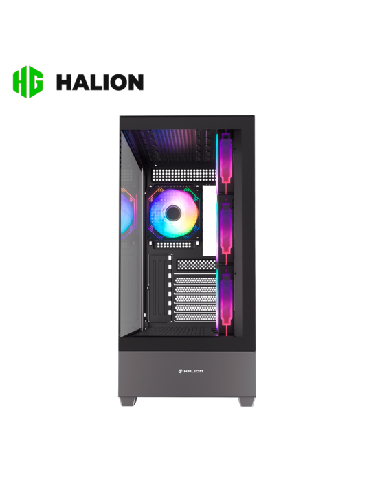Case Halion Fish Tank Zeus M04 Vidrio Templado Black ARGB