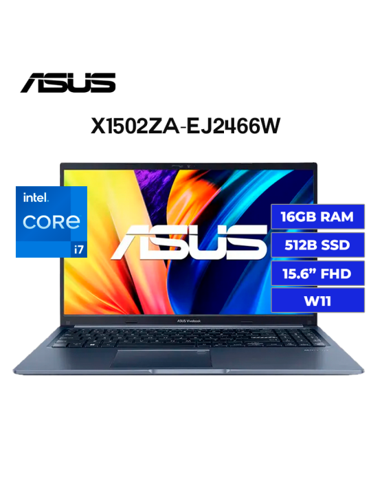 LAPTOP ASUS VIVOBOOK X1502ZA-EJ2466W CORE I7-12700H 16GB 512GB SSD 15.6" W11 (90NB0VX1-M03B90)