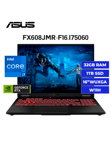 LAPTOP ASUS TUF GAMING F16 FX608JMR-F16.I75060 INTEL CORE I7 14650HX 32GB 1TB SSD RTX 5060 8GB 16" W11H (90NR0NB1-M003N0)