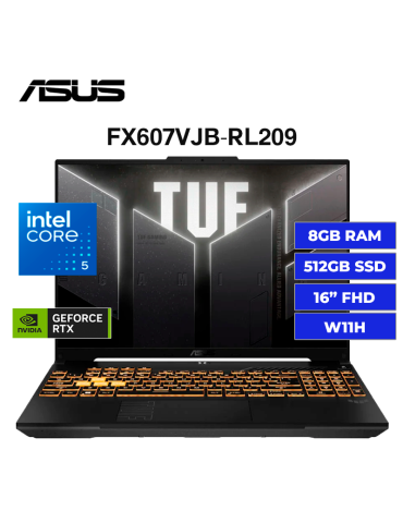 LAPTOP GAMER ASUS TUF F16 FX607VJB-RL209 CORE 5 210H 8GB 512GB SSD RTX 3050 6GB 16" (90NR0MZ6-M00B80)