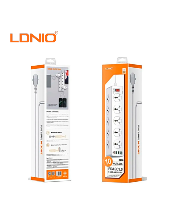 Cargador Ldnio 10 Tomacorrientes 6 Puertos USB ( SC10610 )