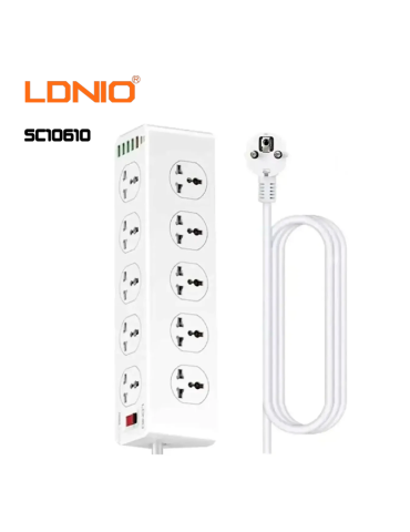 CARGADOR LDNIO 10 TOMACORRIENTES 6 PUERTOS USB ( SC10610 )